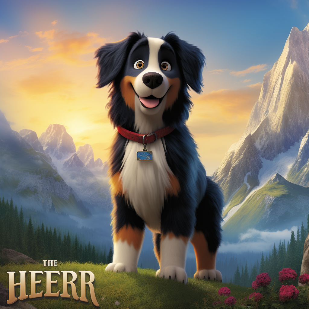 Berner dog in Disney Pixar Hero movie poster