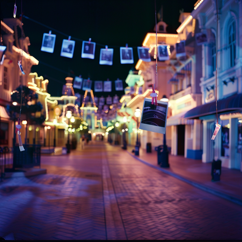 Disneyland Paris Mainstreet Night Polaroid Building