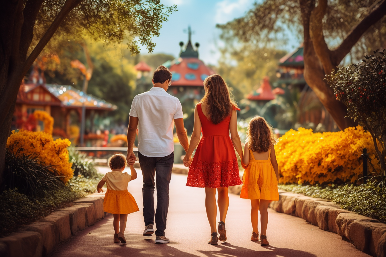 Family enjoying themselves at Disneyworld