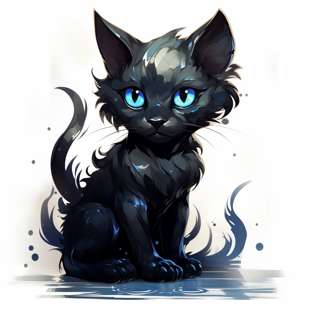 Cute kitten with blue eyes and four tails