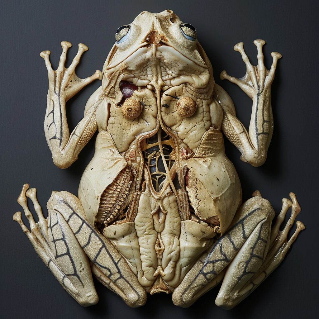 Realistic dissected frog anatomy