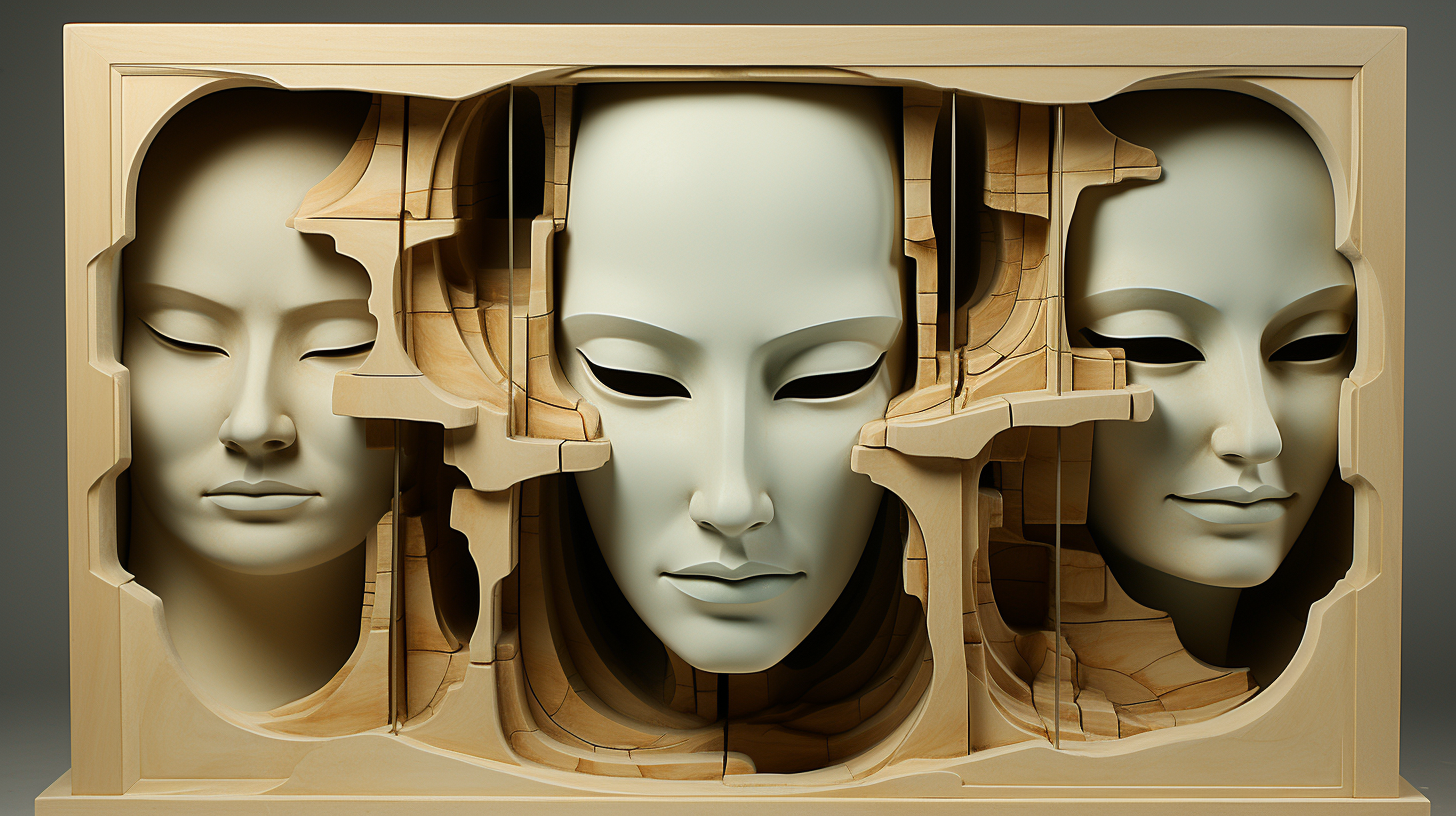 Abstract distorted face with multiple features