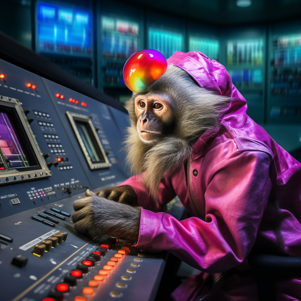 Distressed capuchin monkey on nuclear control