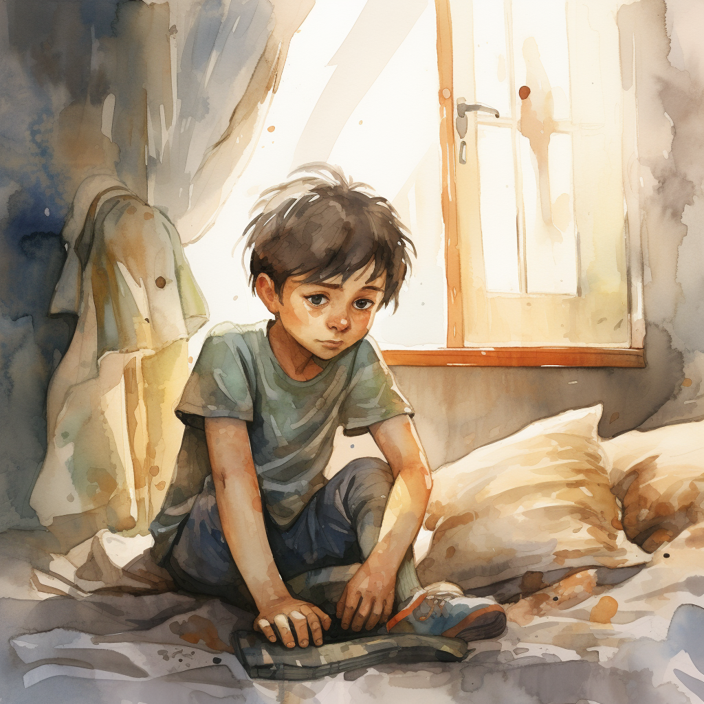 distressed child watercolor room