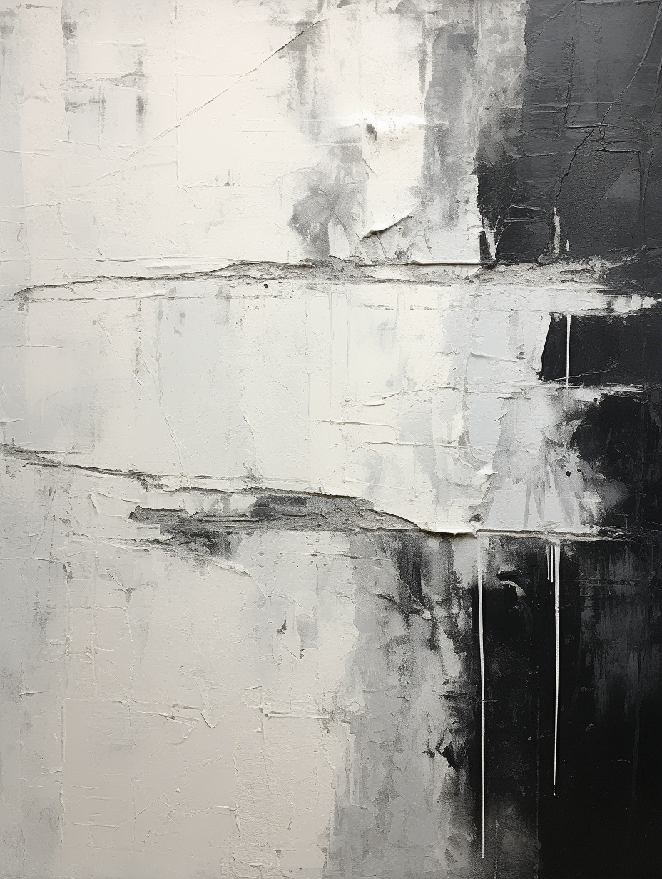 Black and white abstract distressed concrete wall painting