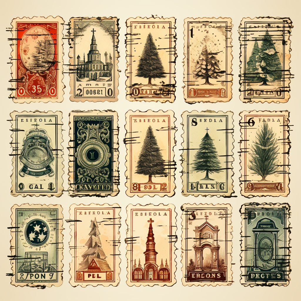 Distressed old stamps Christmas design