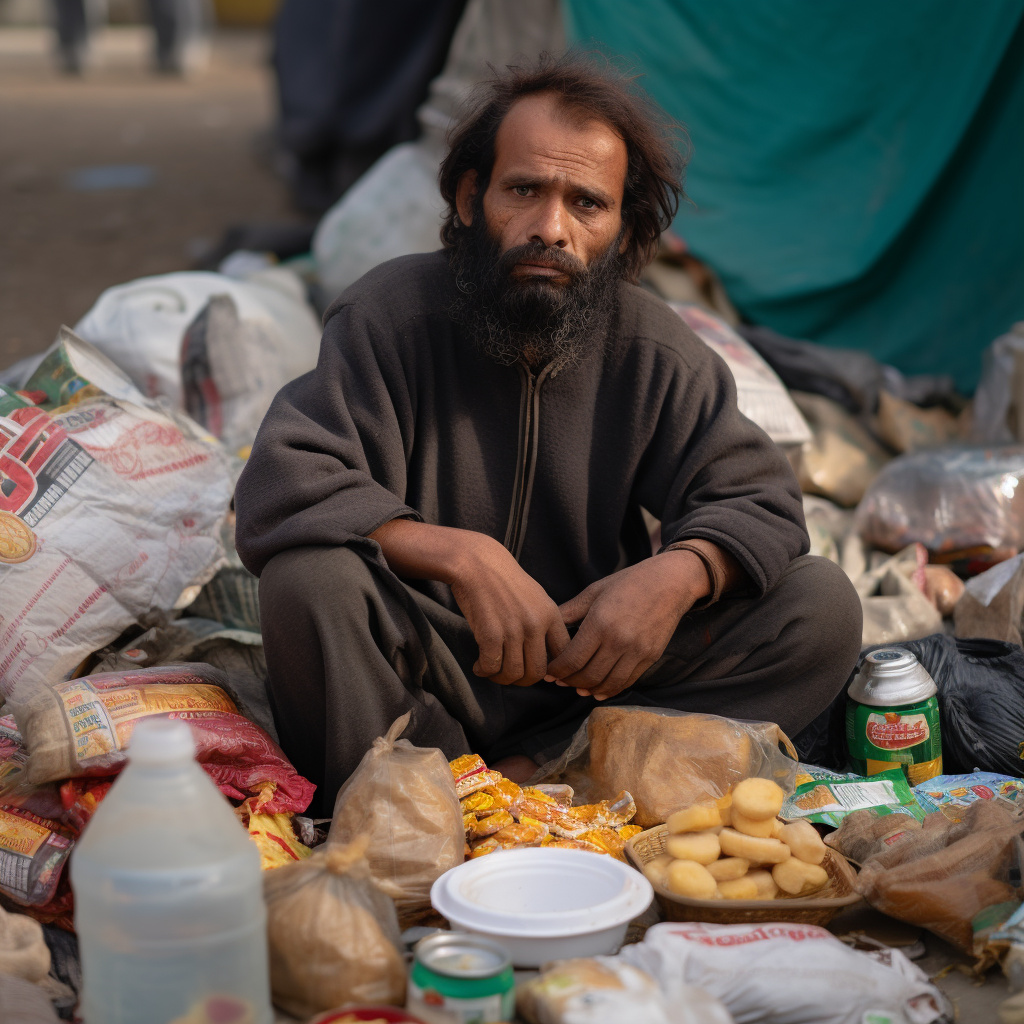 Man distributing food to others