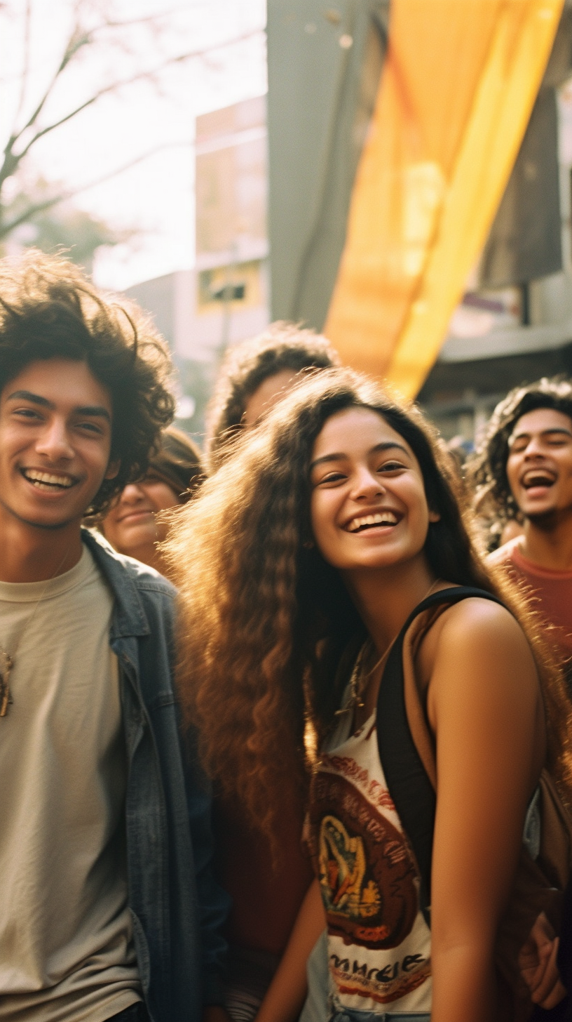 Happy diverse college students enjoying themselves