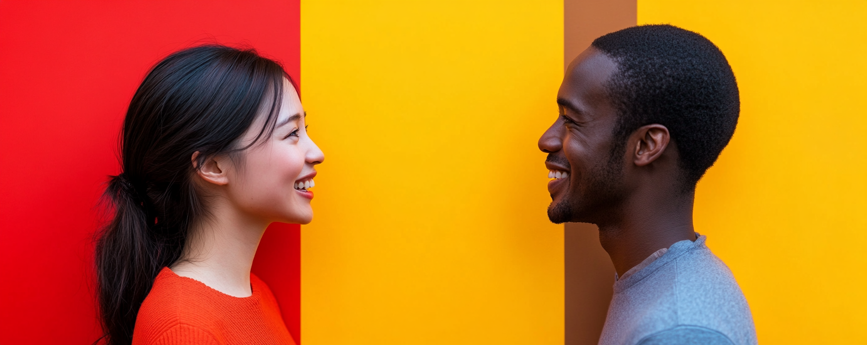 two cultural individuals talking happily