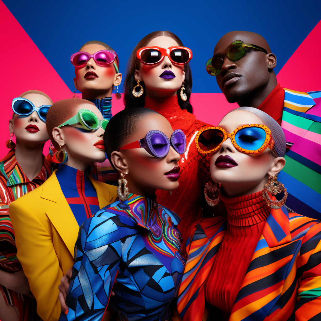 Group of Men and Women Showcasing Diverse Makeup and Fashion Styles