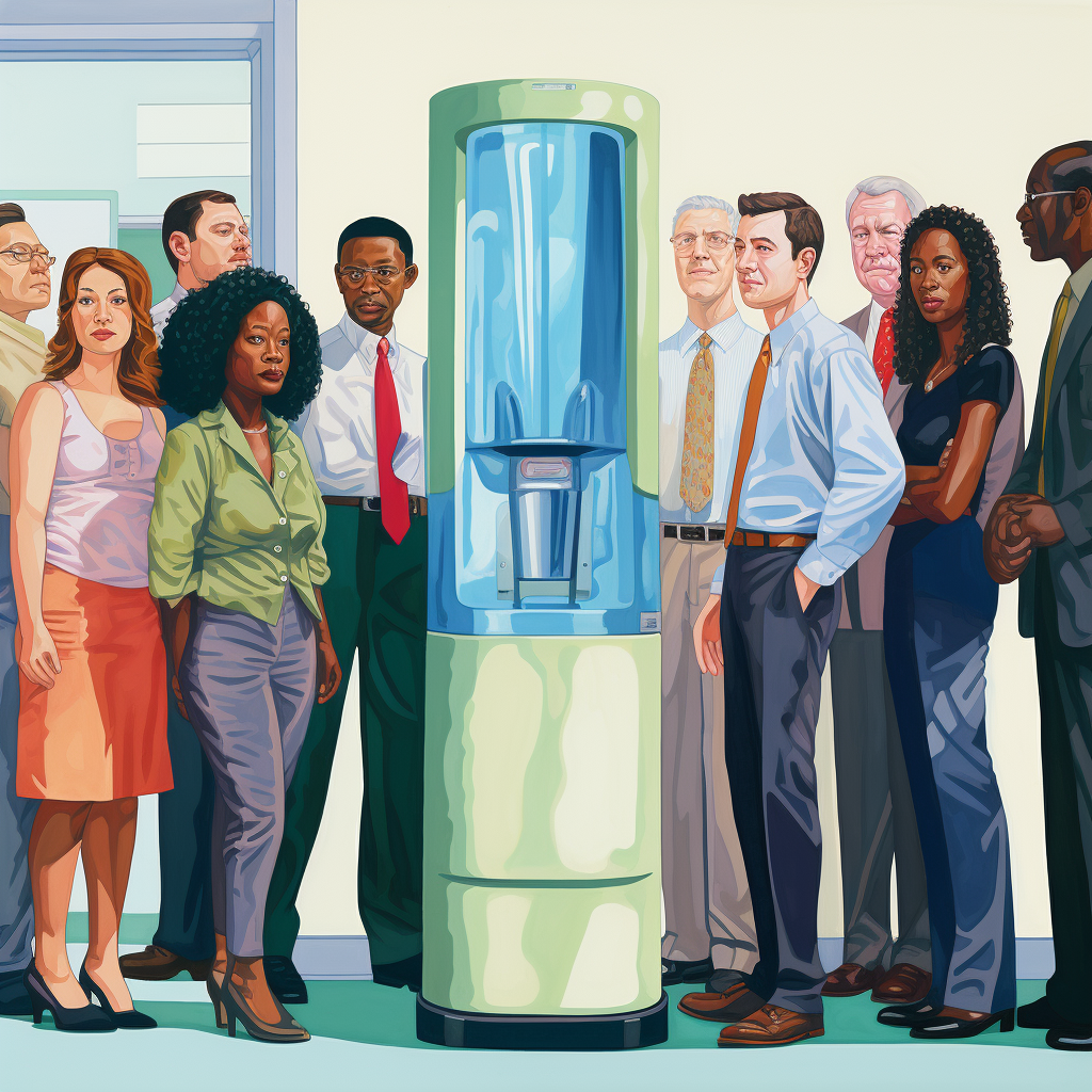 Group of people at office watercooler