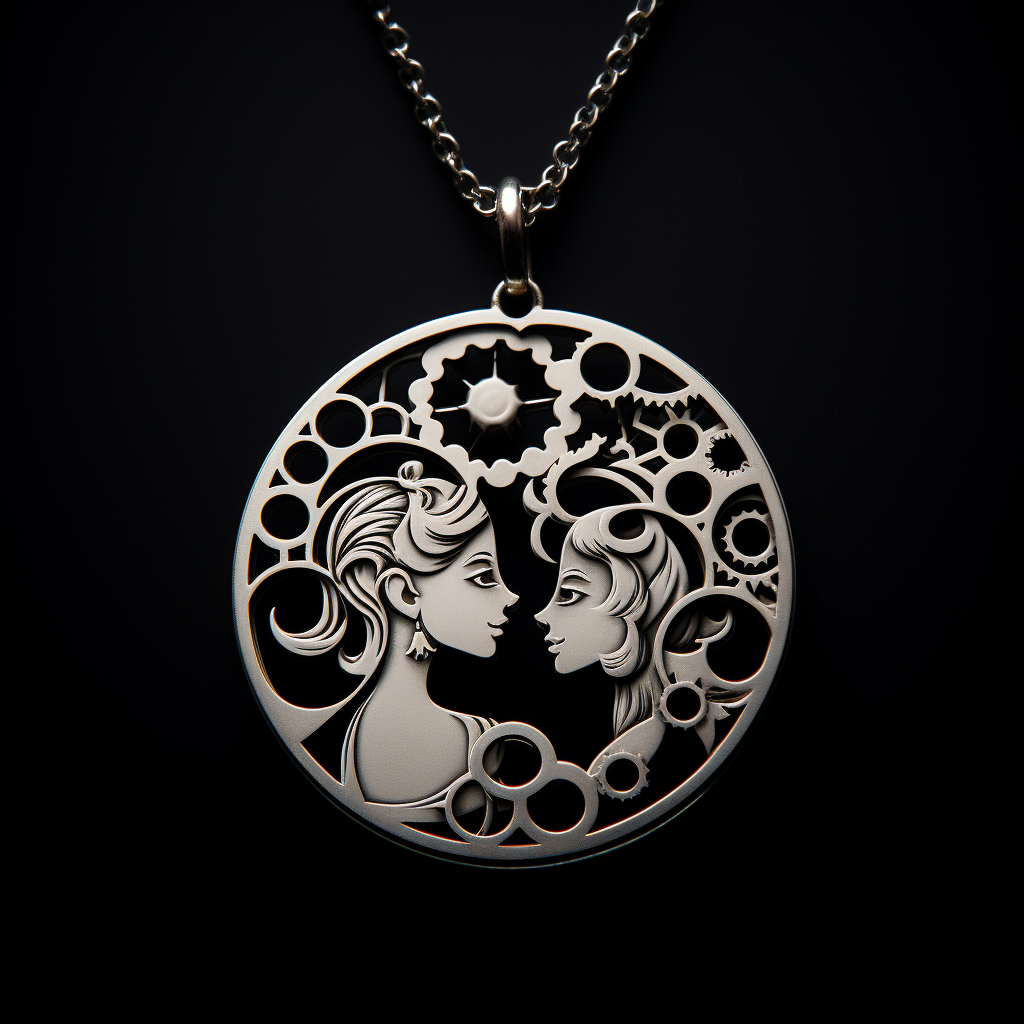 Divided Couples Necklace on Black Background