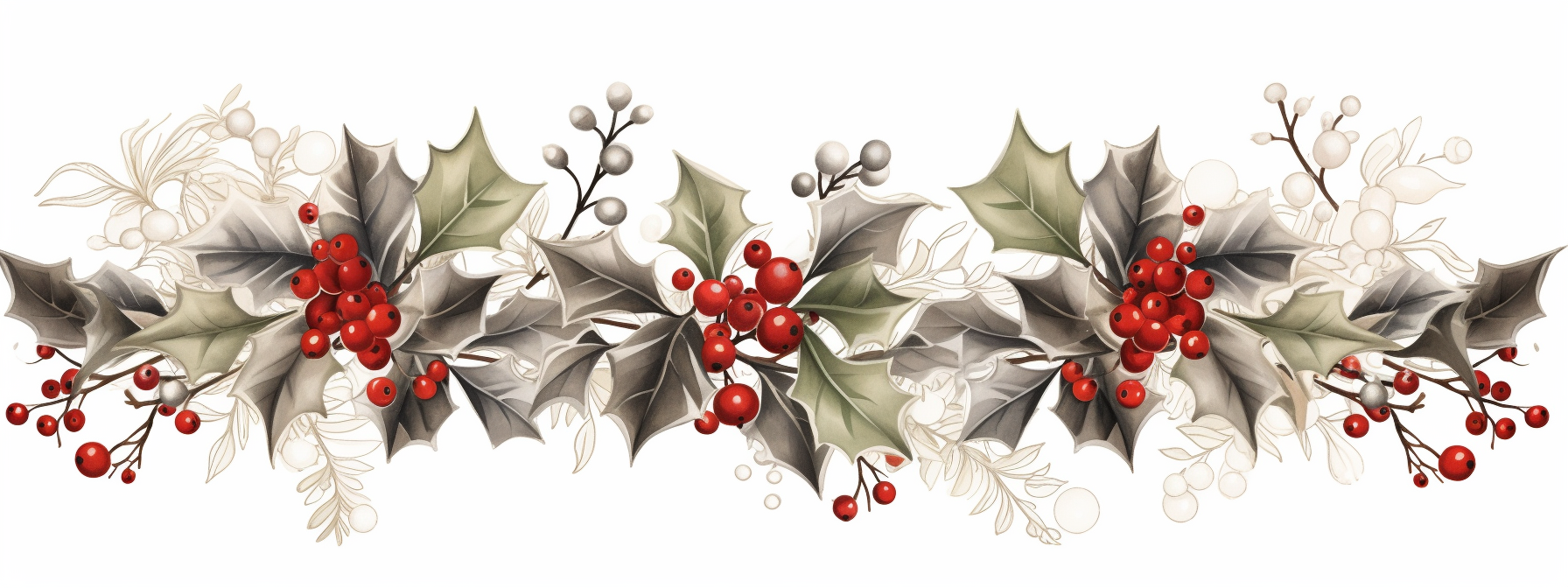 Black and white Christmas holly divider