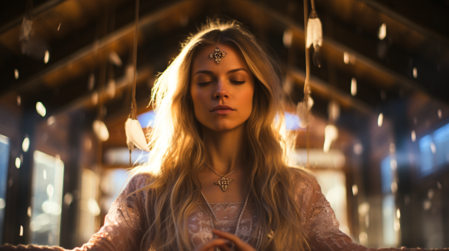 Ethereal Girl in Snowy Chalet