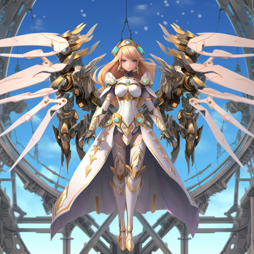 Divine Girl Mechangel with Mecha Wings