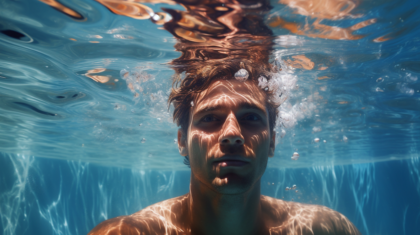 Man diving into clear blue water