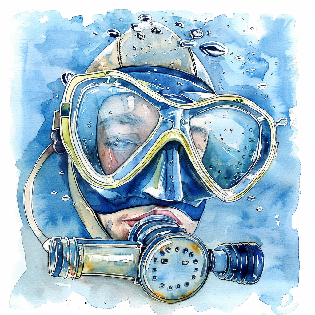 Watercolor diving mask snorkel image