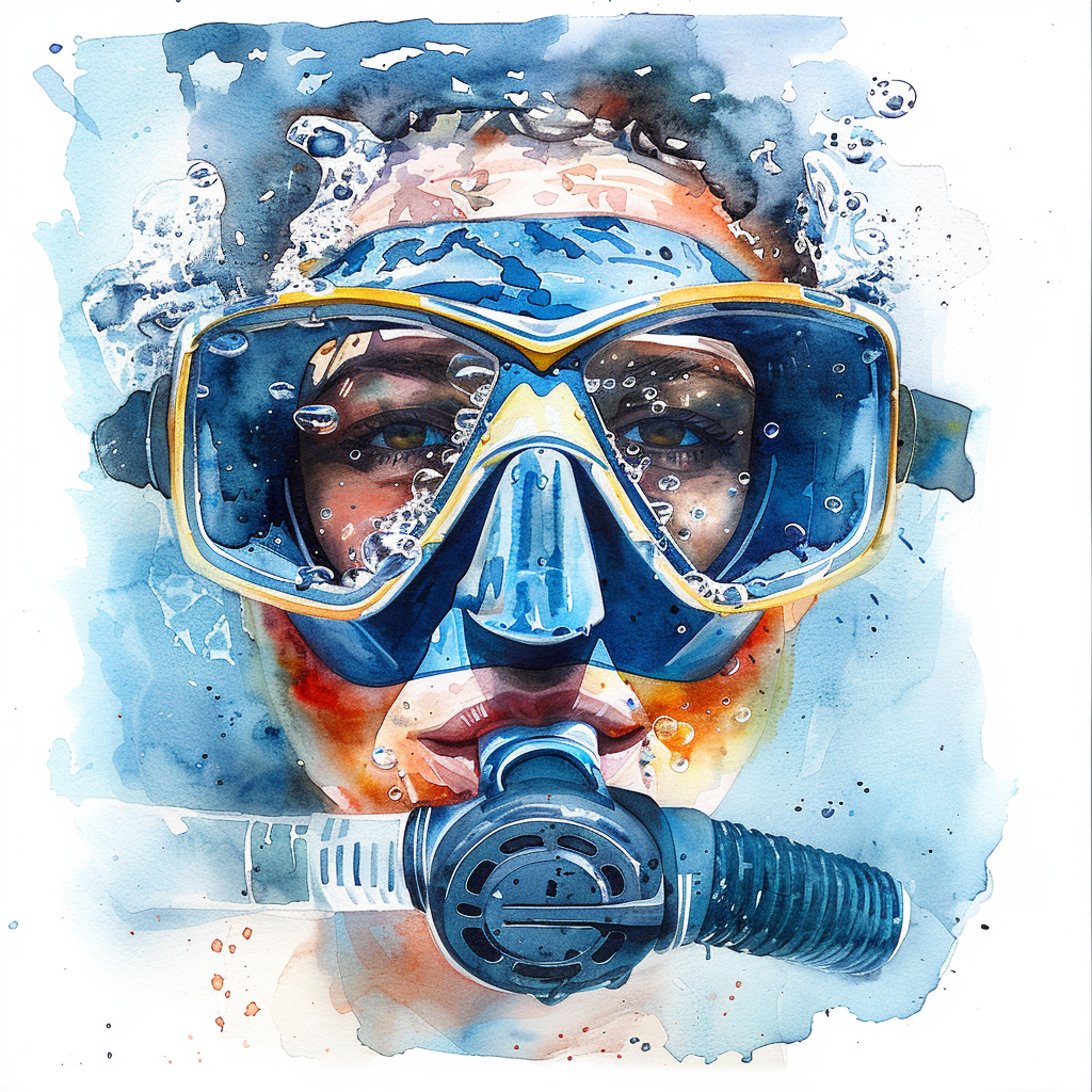 colorful diving snorkel underwater art