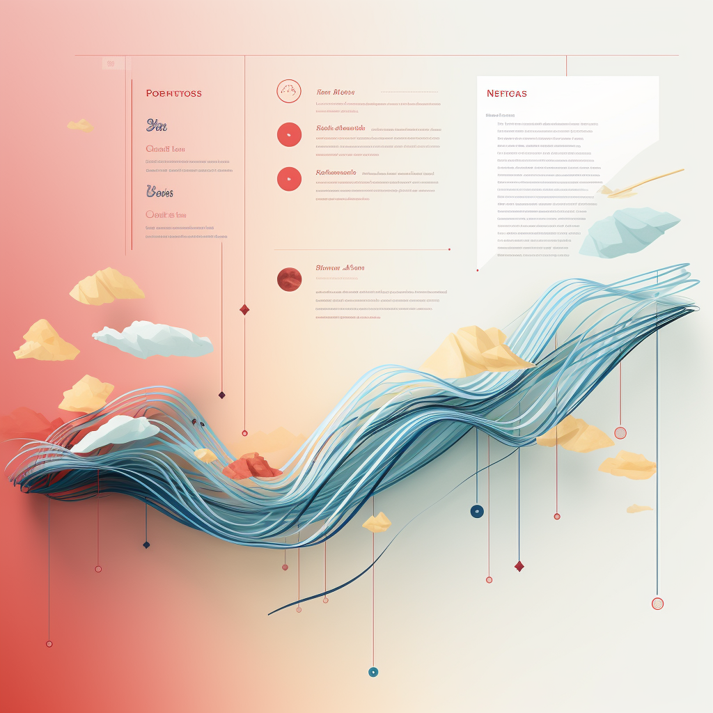 Colorful pop-up menu with lines