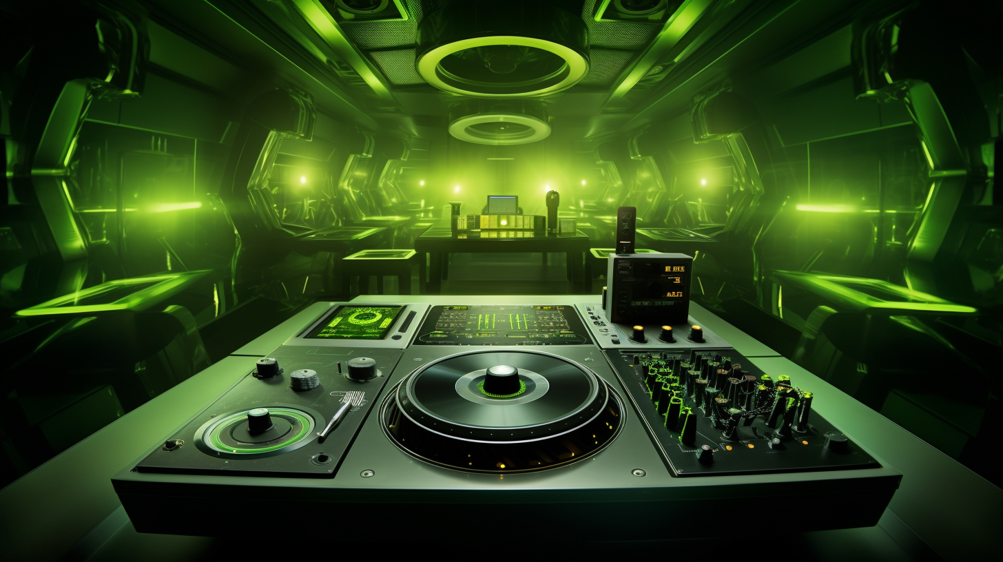 Realistic DJ Mixing Desk and Turntables