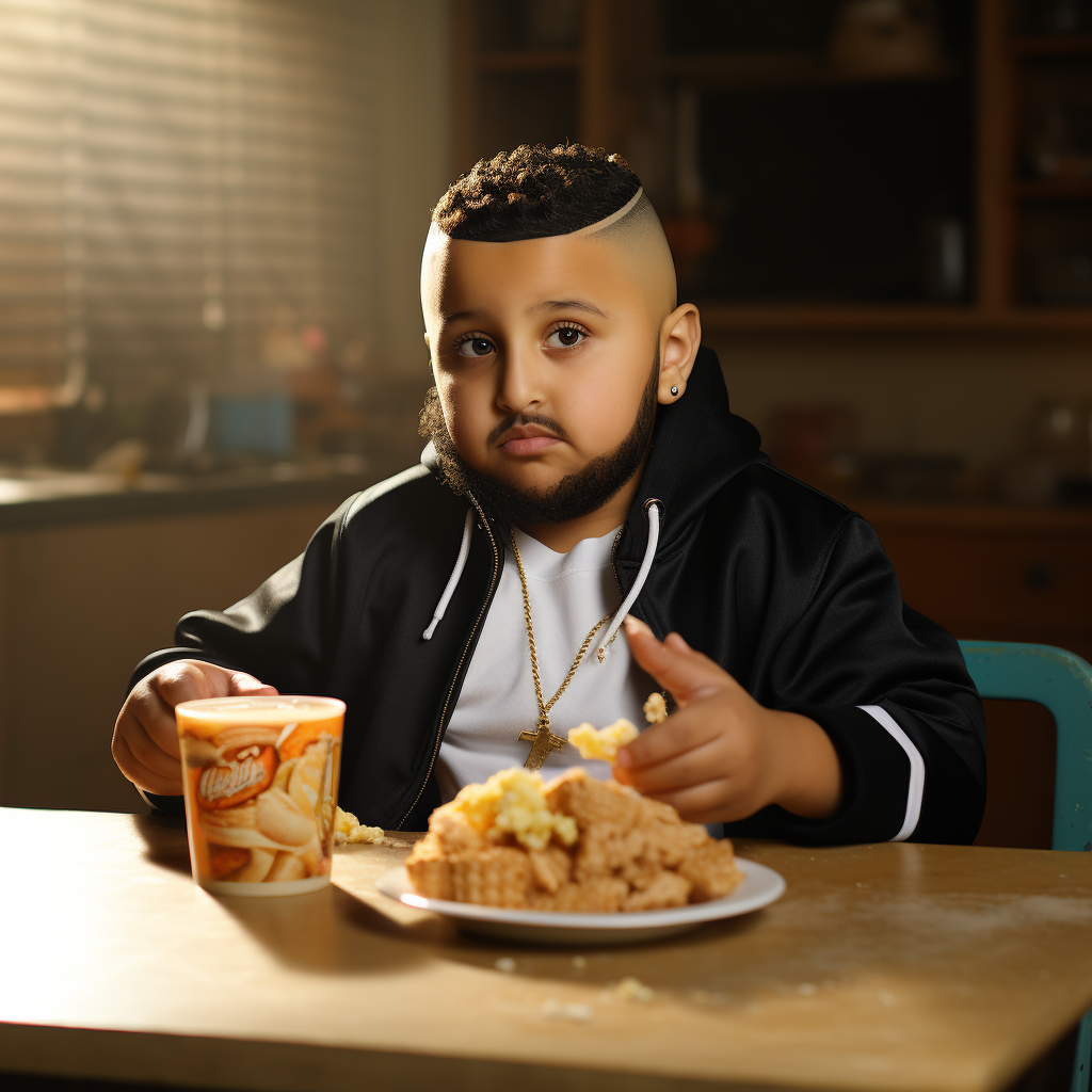 DJ Khaled as a young boy eating cereal