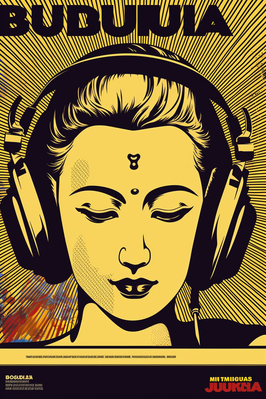 Modern DJing Buddha poster