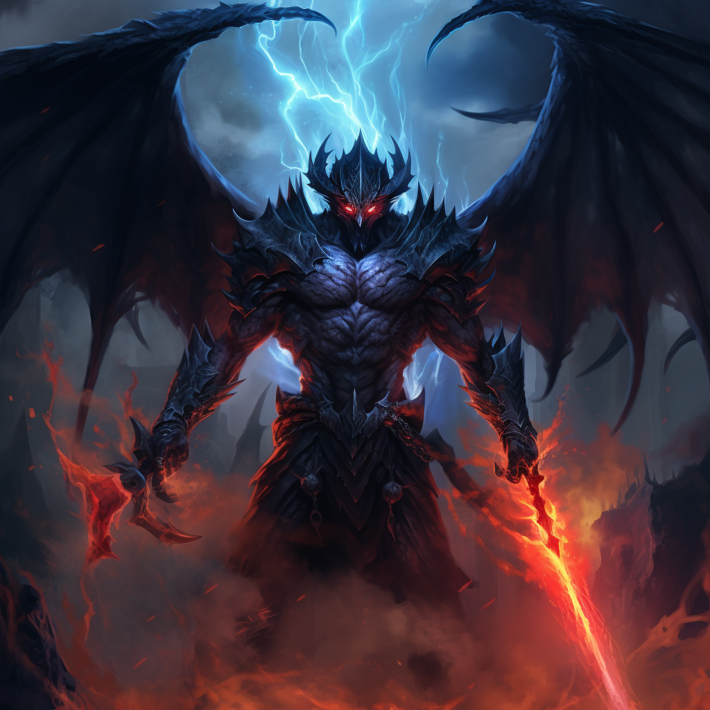 Archdevil with Blue Fire and Demonic Sword