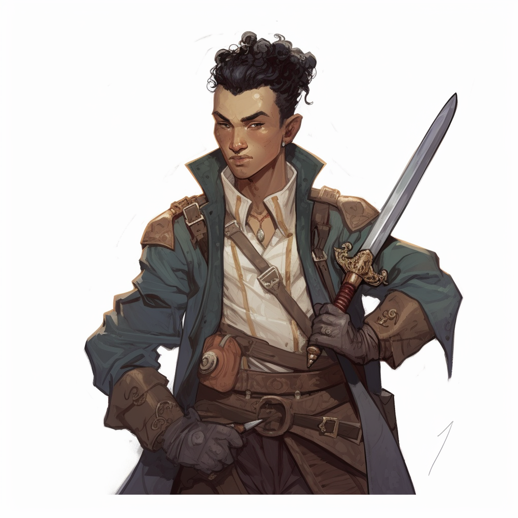 Obsidian Teifling DND Character with Leather Jacket