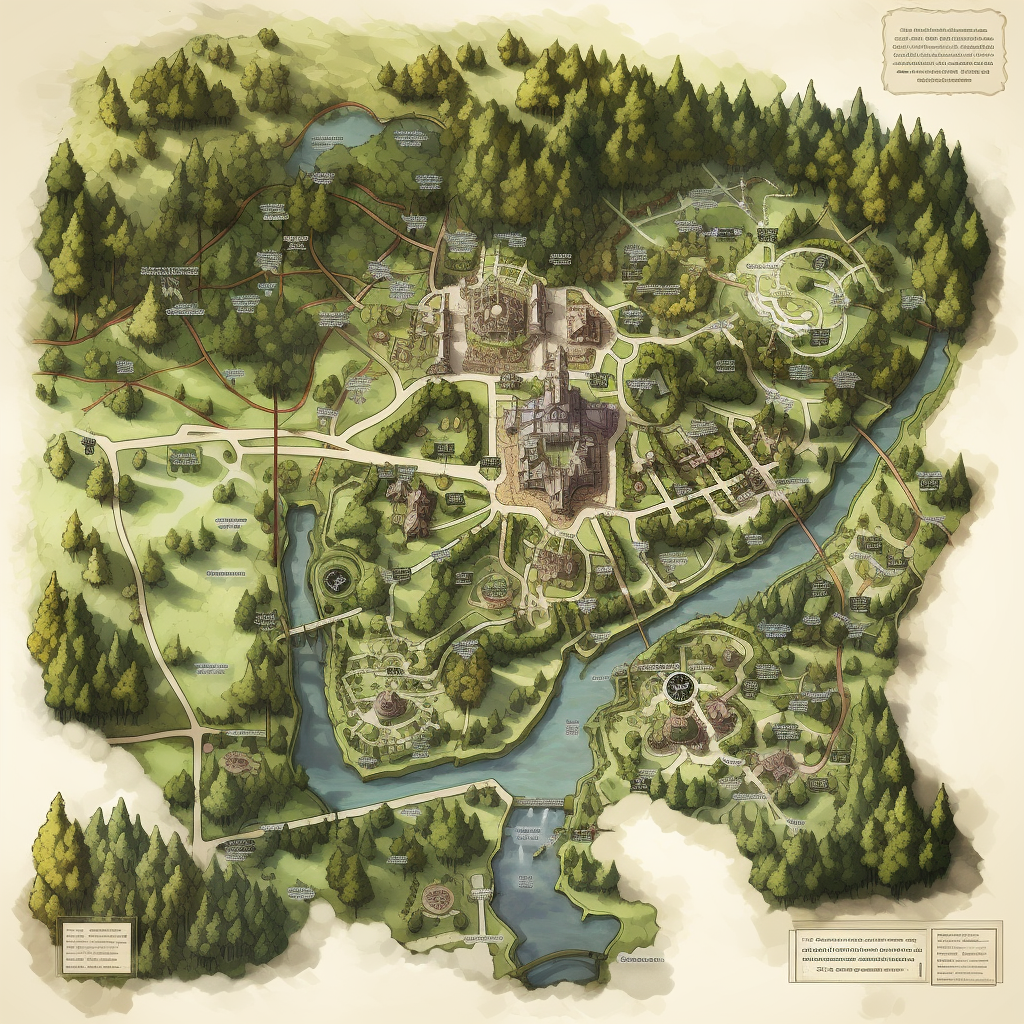 Map of D&D College with various sections