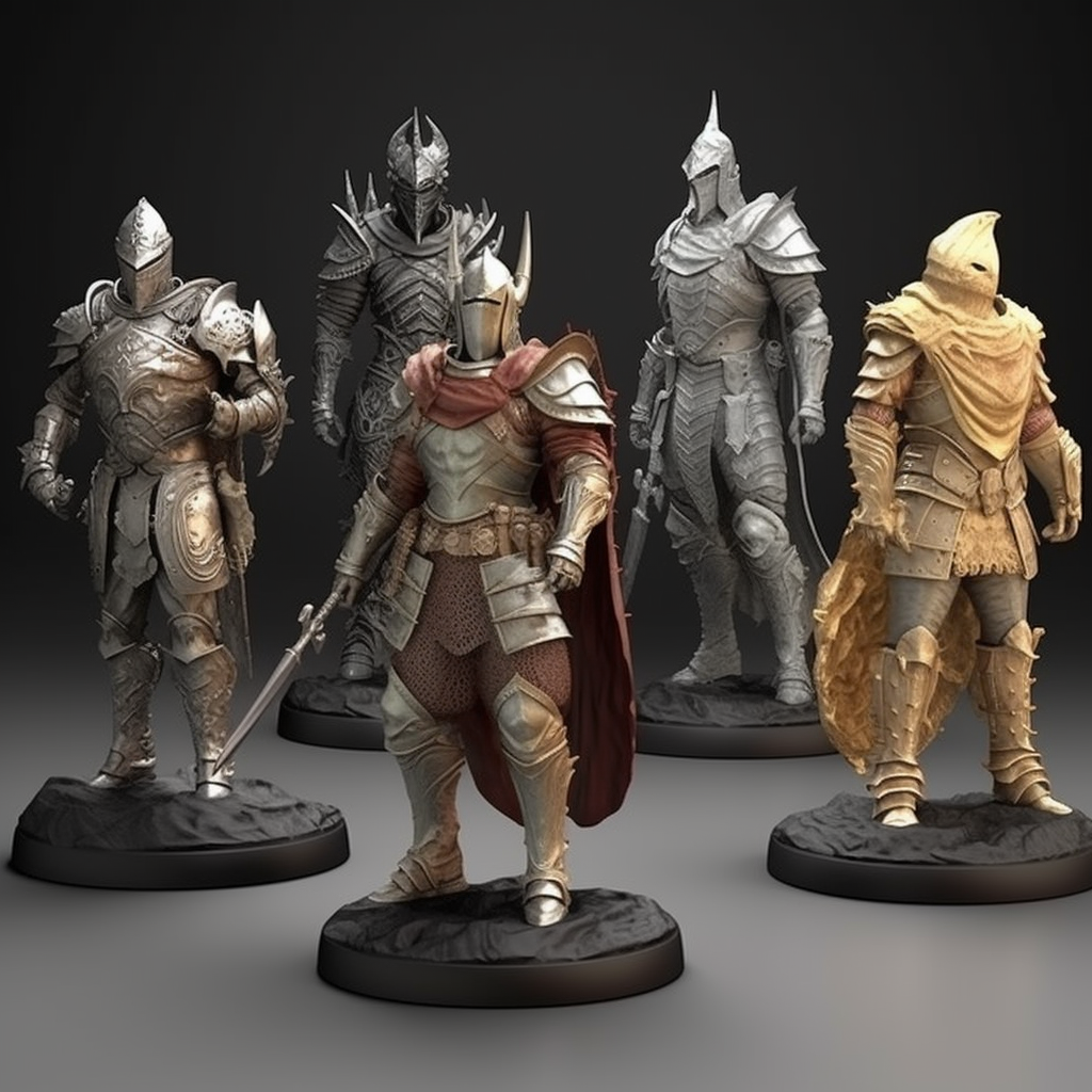 Colored miniatures of DnD heroes in bone armour