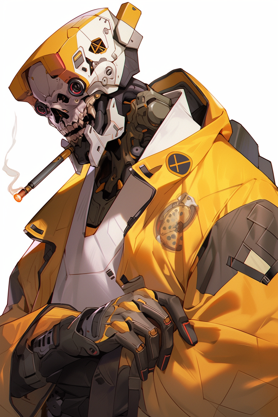 Cyborg Pirate wearing yellow coat