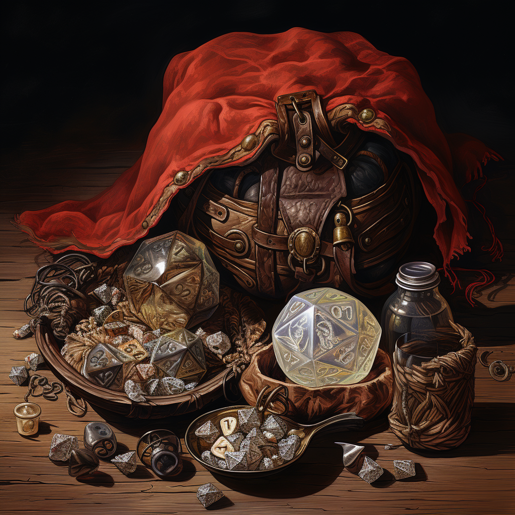 Delightful D&D loot bag with beautiful small objects