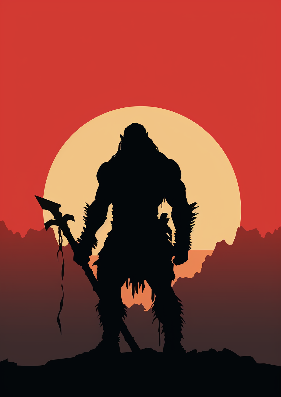 DND Orc Barbarian Silhouette Cartoon