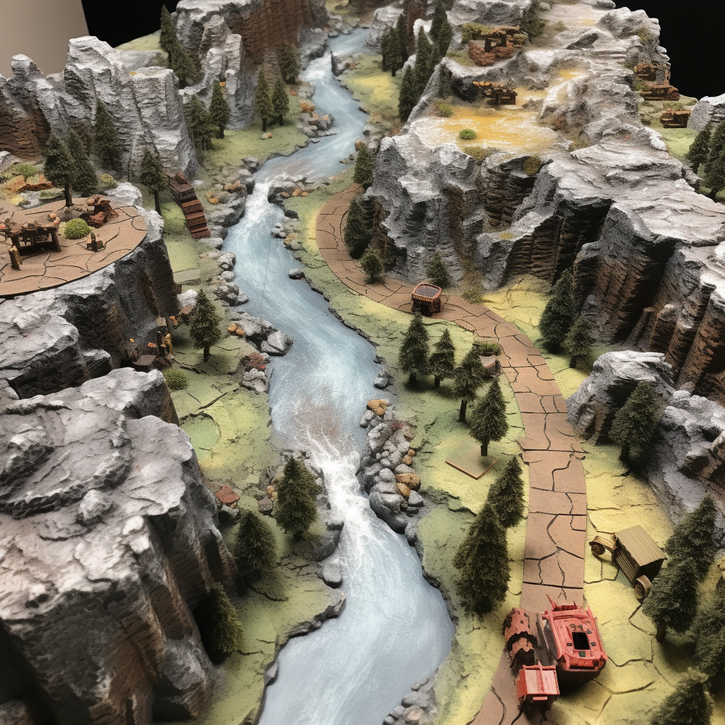 D&D battle map in a narrow rocky pass