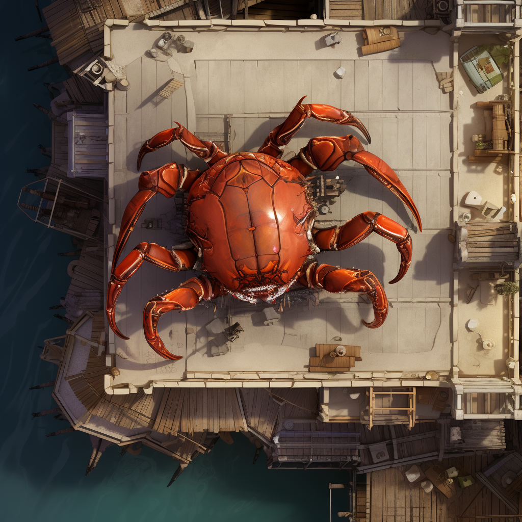 Overhead view of giant crab monstrocity sprite