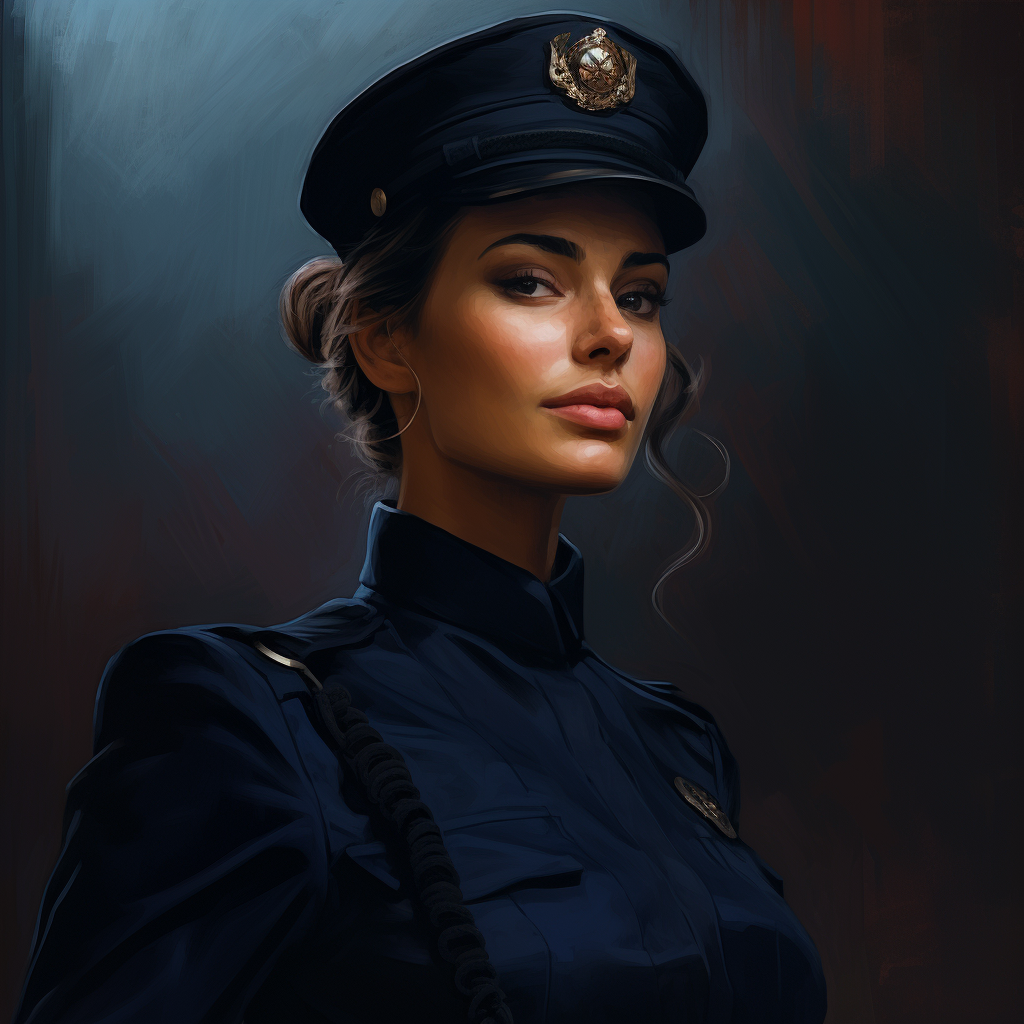 Female police officer in fantasy portrait