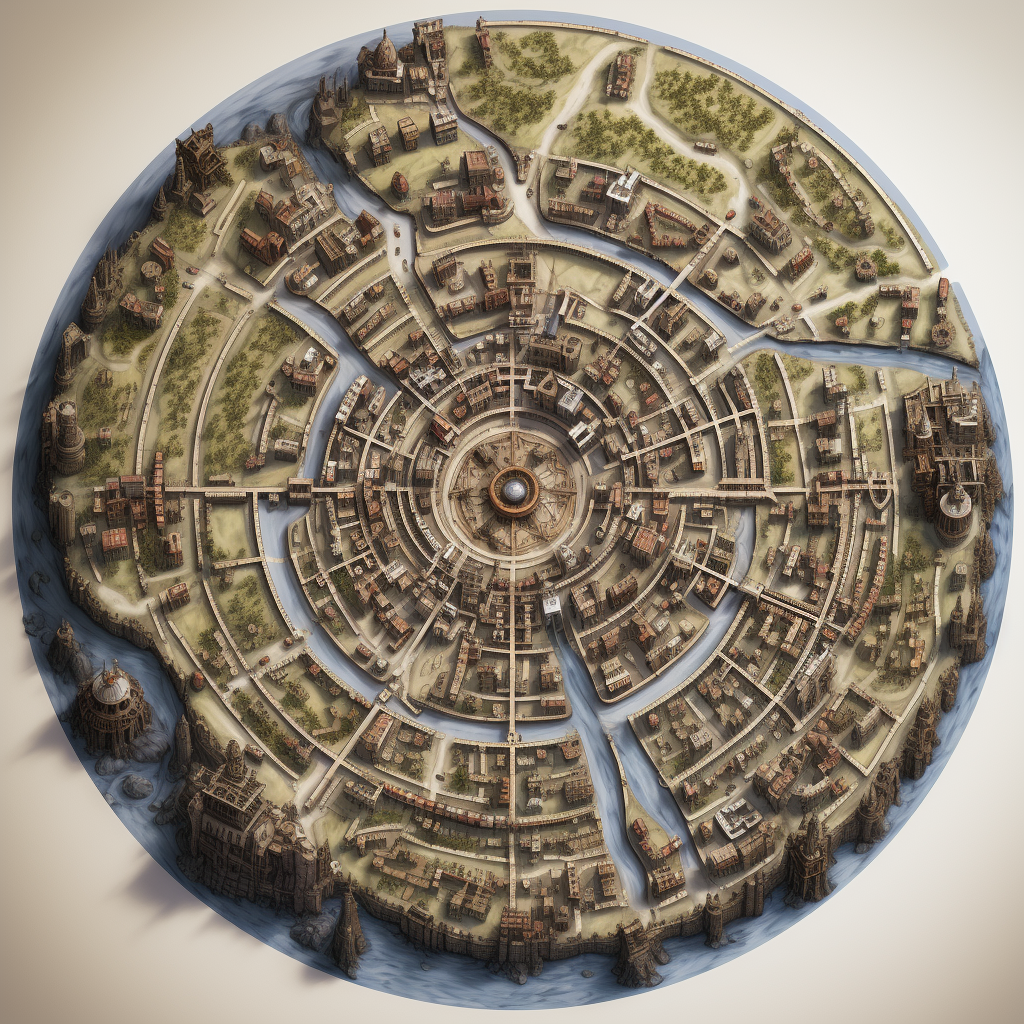 Large circular city map for DnD adventure