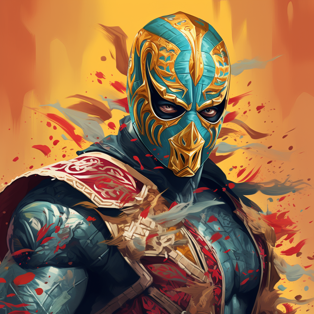 Mexican masked wrestler in D&D illustration