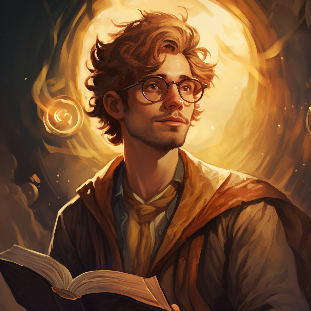 Illustration of a poet wearing glasses