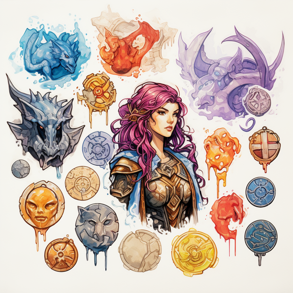 Colorful Dungeons & Dragons Tokens Artwork