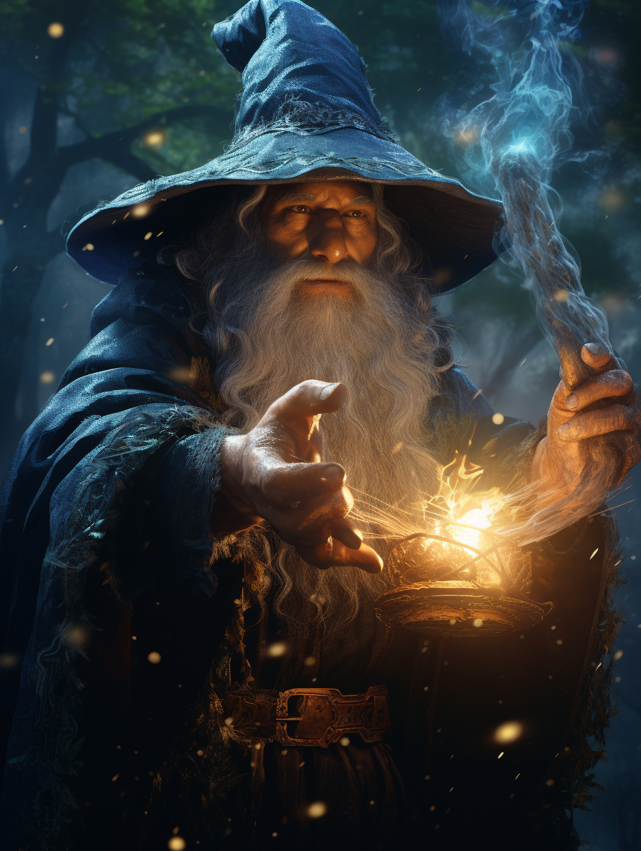 Realistic D&D Wizard Casting a Spell