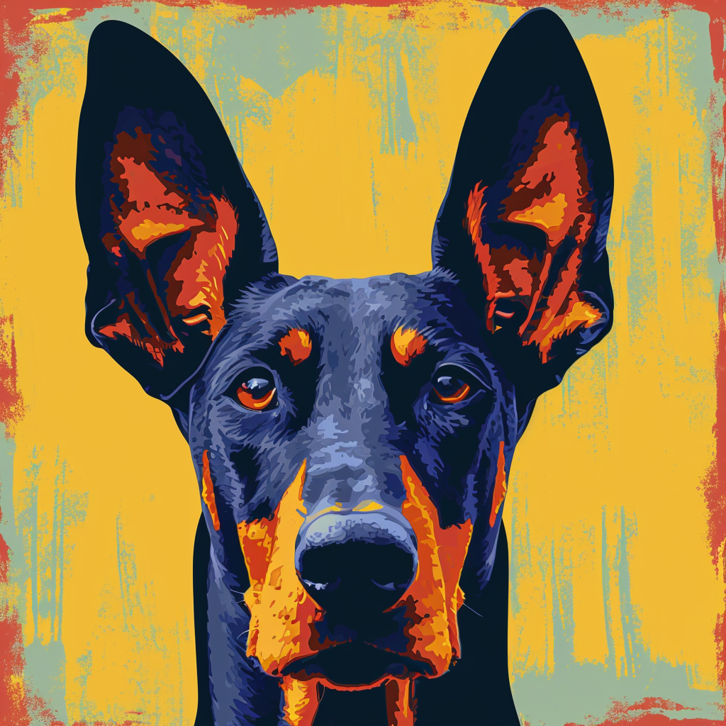 Doberman with Ears Up Pop Art