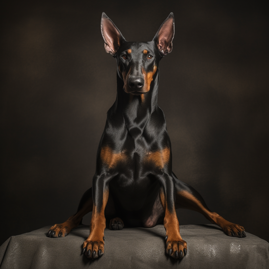 Doberman sitting facing right