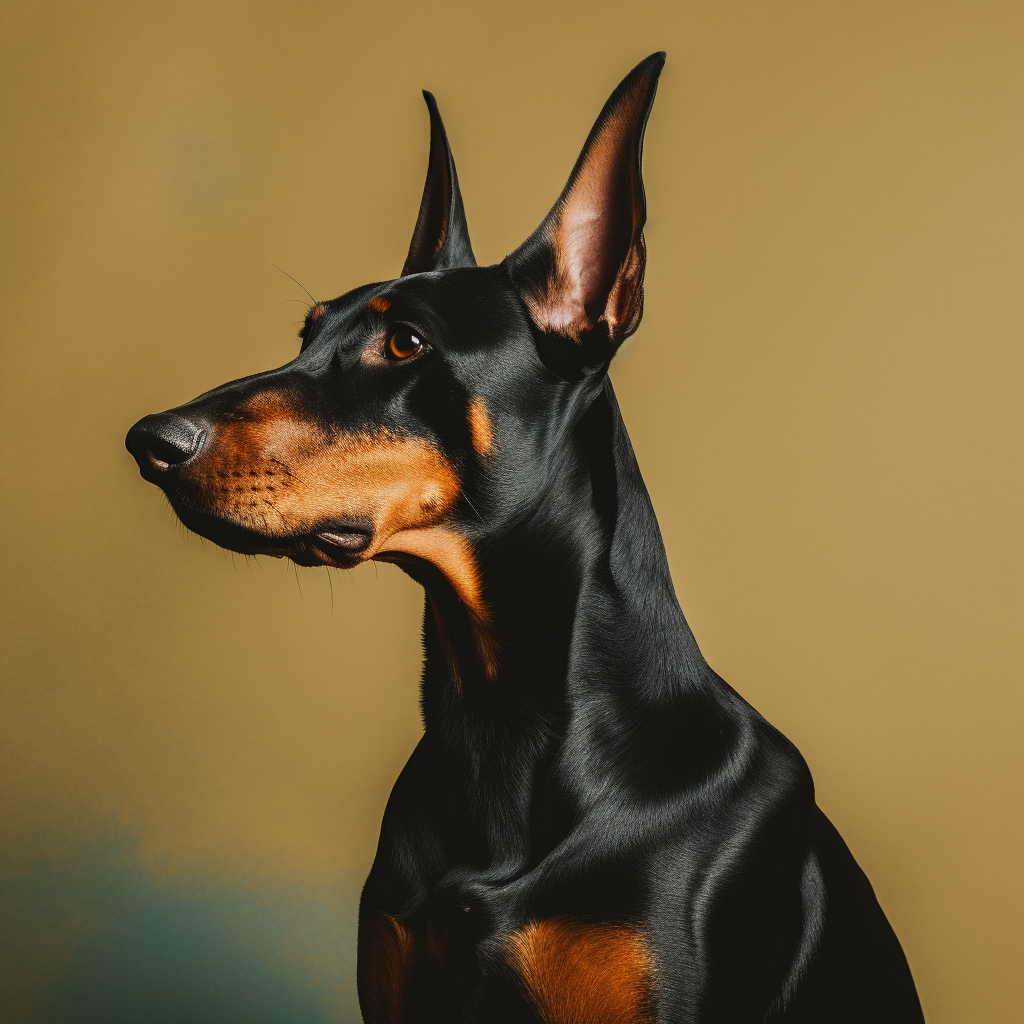 Doberman with Good Posture on Blank Background