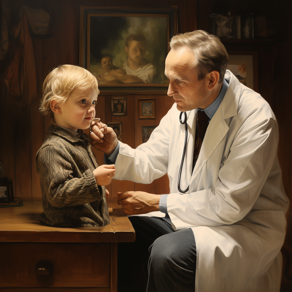 Doctor examining little patient