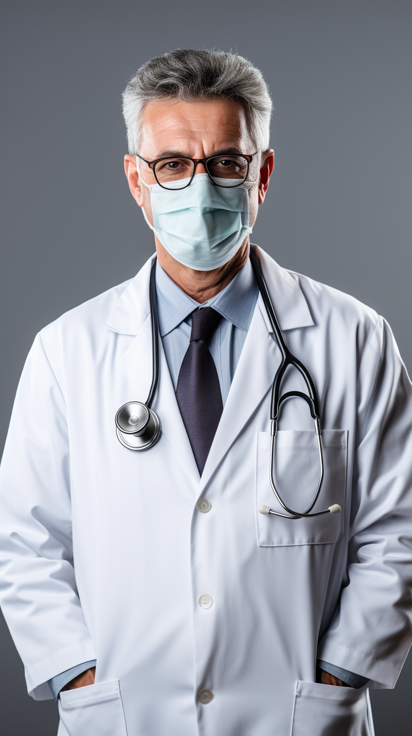 Doctor in Mask on White Background