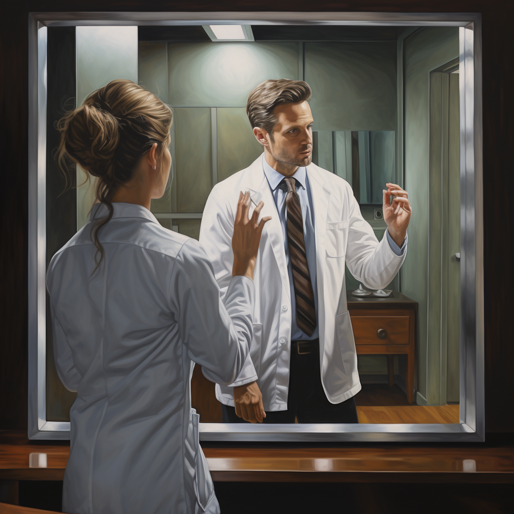 Doctor showing mirror to patient