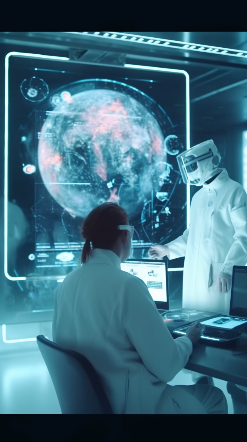 Doctors working with holographic screens