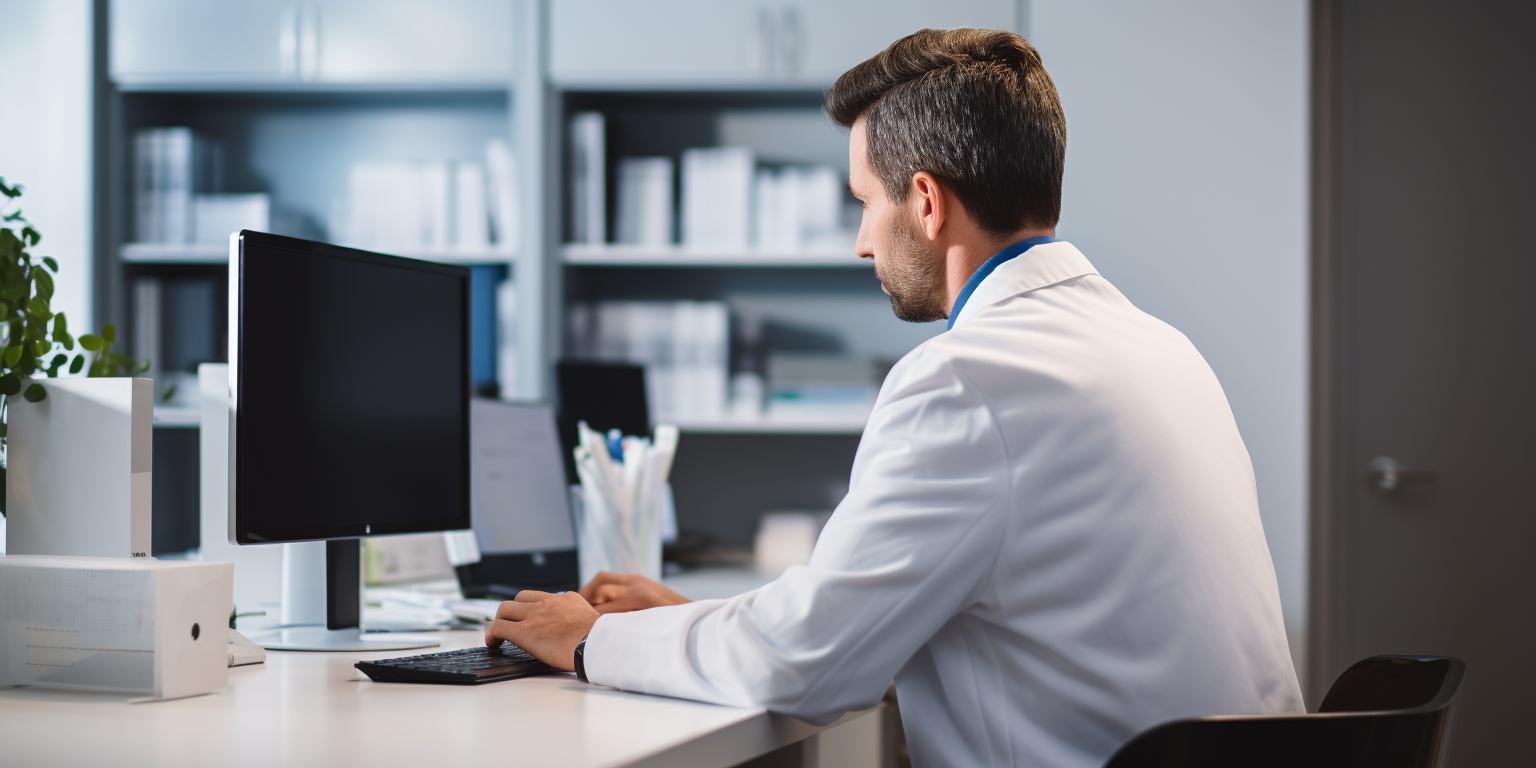 Doctor working on computer