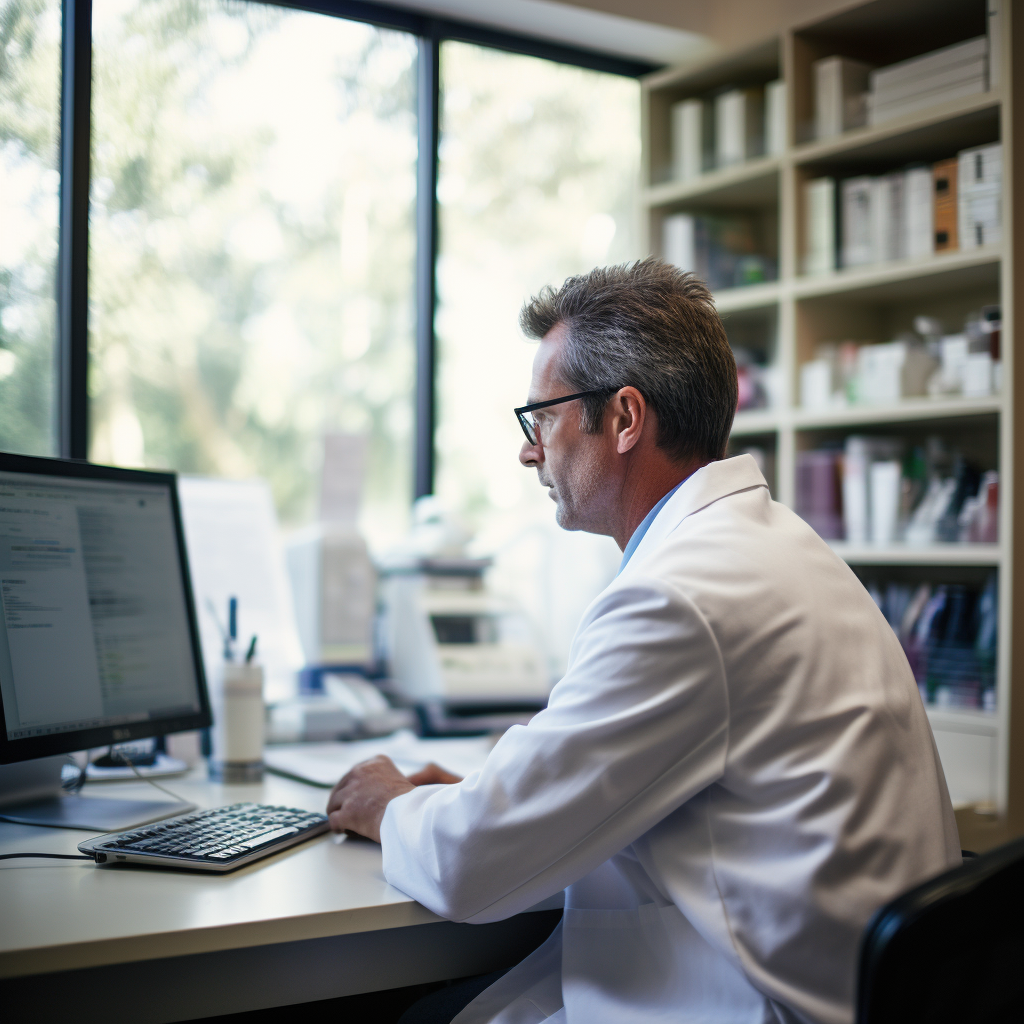 Doctor working at desk